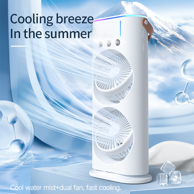 Custom Logo USB Desktop Fan with Low Noise Rechargeable Portable Customizable Color Air Cooling Mist Fan