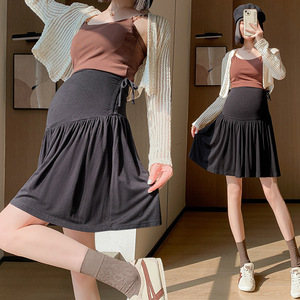 Jupe <span class=keywords><strong>de</strong></span> maternité <span class=keywords><strong>taille</strong></span> haute d'été, extensible, élégante, décontractée, coupe trapèze, pour femmes enceintes, <span class=keywords><strong>grande</strong></span> <span class=keywords><strong>taille</strong></span>, plissée - Product Image 5
