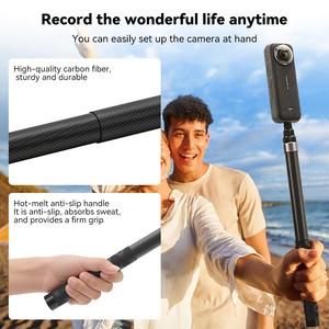 Perche à selfie invisible en fibre de carbone, support de caméra d'action, monopode avec adaptateur de trépied pour Insta360 X6 X5 <span class=keywords><strong>DJI</strong></span> <span class=keywords><strong>Osmo</strong></span> 360 GoPro Max <span class=keywords><strong>2</strong></span> - Product Image 3