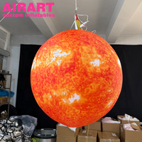 Décoration de fête gonflable en forme de planète soleil avec éclairage LED