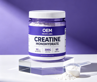 Créatine monohydrate en poudre OEM 300g Haute pureté Complément alimentaire pour adultes Croissance musculaire Énergie Soutien immunitaire Sans saveur