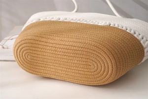 Shoulder hollow cotton <b>woven</b> <b>bag</b> new summer large capacity French <b>straw</b> <b>bag</b> seaside vacation beach <b>bag</b> for women - Product Image 5