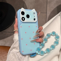 Coque de téléphone en acrylique avec design oreilles de chat mignonnes, dégradé, pour filles, antichoc, protection de l'appareil photo, compatible avec iPhone 13-18