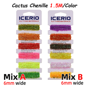 Vente en gros de matériel de montage de mouches pour nymphes de glace leurres leurres laineux de pêche à la <span class=keywords><strong>truite</strong></span> 6 couleurs Ice Dub Chenille Cactus Chenille - Product Image 3
