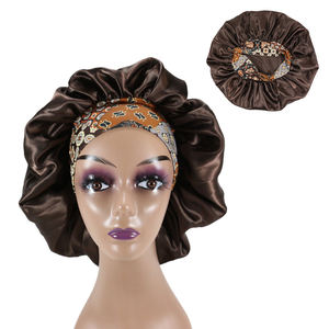 Gorros <span class=keywords><strong>de</strong></span> satén para dormir, gorro <span class=keywords><strong>de</strong></span> dormir, Pelo Rizado sedoso, gorro <span class=keywords><strong>de</strong></span> banda con estampado trenzado negro para mujer - Product Image 5