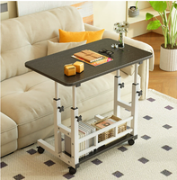 Mesa Auxiliar Moderna en Forma de C, Rectangular, de Madera y Hierro, con Diseño Simple y Ligero, Mesa de Centro de Hierro para Sala de Estar, Sofá, Uso en Interiores