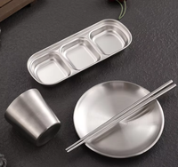 Fournisseur en gros d'ensembles de vaisselle en acier inoxydable de style coréen, ensemble de vaisselle réutilisable pour restaurant coréen, cuisine à domicile