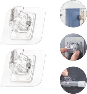High Quality Modern ABS Plastic No Drill Easy Install <b>Curtain</b> Rod Brackets with Face Wall Crossbar <b>Hook</b> - Product Image 5
