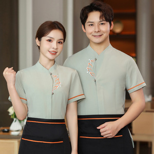 Vestiti da lavoro del cameriere femminile ristorante cinese Hotel Catering abiti da lavoro manica corta Hot Pot Hotel abbigliamento estate - Product Image 3