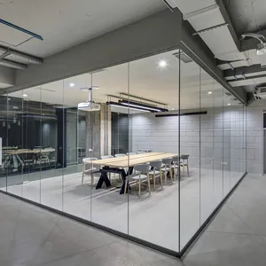 2022 moderno fábrica atacado escritório sala de reunião único 12mm vidro partições do escritório