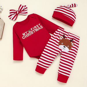 Conjuntos de Ropa Navideña para Niños, Trajes de Algodón Unisex para Bebés, Lindos Conjuntos de Proveedor Chino - Product Image 2