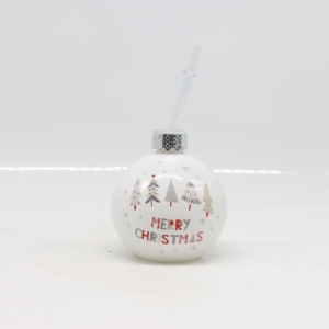 كؤوس زجاجية شفافة على شكل كرة عيد الميلاد، زجاجة نبيذ مع قش، أكواب مشروبات على شكل رجل الثلج - Product Image 6