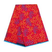 ניגרית גיאומטרי הדפסת אדום פרח אפריקאי אנקרה 6 מטרים כותנה בדי טקסטיל אפריקאי אמיתי שעווה עבור חצאיות בגדי נשים