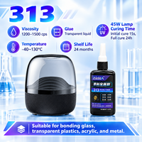Colle UV sans ombre 313, liquide transparent, adhésif UV pour l'artisanat, le verre, le cristal, l'acrylique, le plastique, le métal et la résine, 10 ml, 50 ml