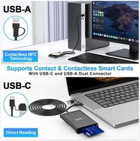 Lector de Tarjetas USB Rocketek, Lector y Escritor de Tarjetas RFID/NFC para Windows, Mac OS, Linux, Android, Lector y Escritor Inteligente de Tarjetas con Chip