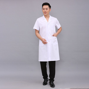 เสื้อโค้ทสีขาวสำหรับโรงพยาบาลแขนสั้นเสื้อโค้ทสำหรับหมอพยาบาลชุดฤดูร้อน - Product Image 4