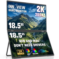 Monitor Portátil Dual de 18.5 Pulgadas con Múltiples Interfaces, DP, HDMI, USB C, Triple Puerto, Amplia Compatibilidad para Dispositivos Windows, Mac y Portátiles
