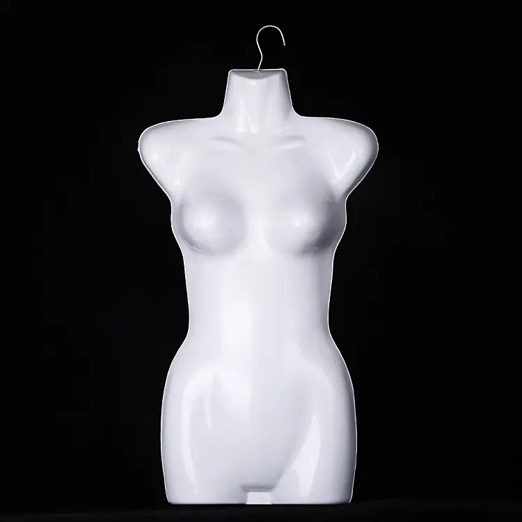 Manekin Model Baju Gantung Setengah Badan, Baju Manekin Plastik Putih Bentuk Setengah Tubuh Berongga untuk Tampilan Jendela Pakaian Renang
