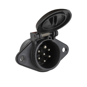 Adaptateur de prise de remorque européenne robuste 24V Type N 7 broches en nylon argenté pour voiture, Heyue A13RS, pour véhicules à hayon, bateaux et camions - Product Image 1