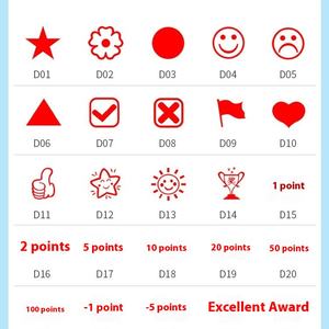 مجموعة طوابع تعليق على الزهور الحمراء للأطفال ، طابع كرتون لطيف لمعلم رياض الأطفال ، مكافأة كرتون لطلاب المدارس الابتدائية - Product Image 3