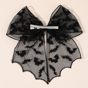 CN Grande Boutique Pince à cheveux en maille faite à la main Pince à cheveux chauve-souris brodée en tulle Accessoires pour cheveux de fête d'<span class=keywords><strong>Halloween</strong></span> pour filles - Product Image 5