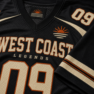 Maillot de football américain surdimensionné personnalisé, streetwear de la côte ouest, vêtements vintage hip hop pour fans - Product Image 5