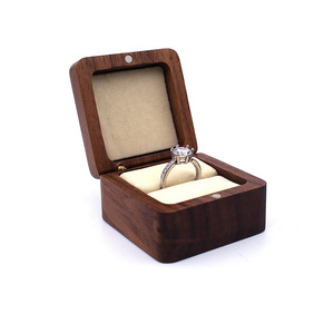 Magnetic Proposal Ring Box Wooden Jewelry Box for Ring Gift Storage with Custom logo