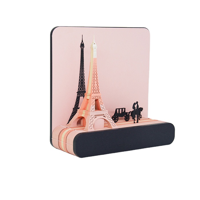 Французские подарки, уникальные креативные бумажные резьбы, ремесло, тема любви, изысканный вертикальный 3d блокнот для записей