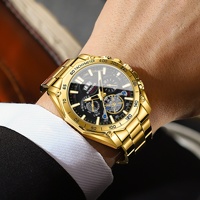 Jam Tangan Pria BINBOND Luminous Trendy Tourbillon Hadiah untuk Mahasiswa, Tali Baja, Tiga Dial, Enam Jarum, Dekoratif, Quartz