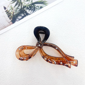 11CM French Transparent <b>Bow</b> Hair <b>Clip</b> Plastic Rhinestone Shark Design Women's Environmental Friendly Daily Use Hair Accessory - Product Image 4