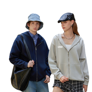 Wholesale Unisex Formal Blank Pullover Cotton Heavyweight Fleece Breathable Winter <b>Black</b> <b>Zip</b>-Up Hooded <b>Hoodie</b> Regular Fit Custom - Product Image 1