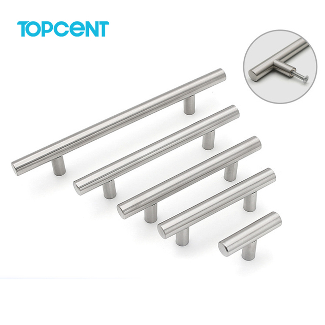 Topcent Stainless Steel Cabinet Door Handle T-Bar Kitchen Drawer Pulls with Brushed Nickel Finish Furniture Knobs