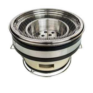 Parrilla <span class=keywords><strong>de</strong></span> Carbón Integrada <span class=keywords><strong>de</strong></span> Estilo Coreano, Parrilla Redonda <span class=keywords><strong>de</strong></span> Acero Inoxidable Grueso, Gran Recipiente para Carbón para un Calentamiento Rápido - Product Image 1