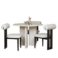 Silla de Comedor Moderna de Madera Maciza al por Mayor, Estilo Japandi, Tapizada en Bouclé, con Respaldo Acolchado, para Proyectos de Interiores de Hoteles y Restaurantes