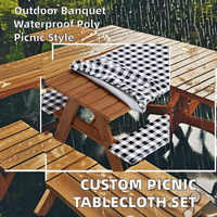Bancs de table pliants d'extérieur imperméables imprimés sur mesure en gros 3pcs Set Striped Nonwoven Camping Picnic Nappe Cover