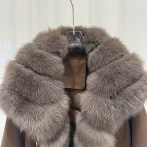 Veste matelassée épaisse en fourrure de renard véritable naturelle pour femmes, <span class=keywords><strong>parka</strong></span> imperméable en duvet de canard avec manches en forme de grille - Product Image 6