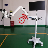 Floor Standing ENT Dental Ophthalmic Surgical Microscope LED Coaxial Light 5 Star Base Mobile Microscope
