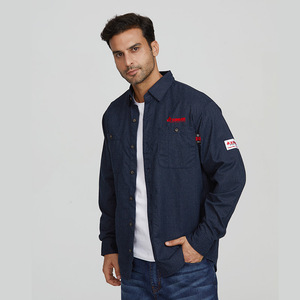 Camisa de Trabajo Dyne Azul Marino de Algodón, Uniforme de Fábrica/Taller, Diseño Personalizado Xk22 56346 - Product Image 1