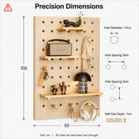 Organizer Dinding Pegboard Kayu, Penyimpanan Dinding untuk Ruang Gaming, Display Dinding Modular Komersial, Ukuran & Bentuk yang Dapat Disesuaikan