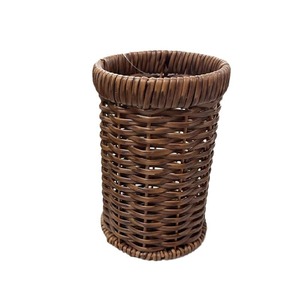 Round Woven Rattan <b>Storage</b> <b>Basket</b> 1-3L Handmade Office Organizer Desktop Fruit <b>Basket</b> Pen Holder Chopstick Holder - Product Image 4