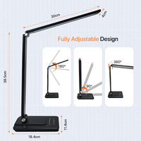 Soins oculaires Pas de lumière bleue 6 couleurs Réglable USB Rechargeable Led Lampe de table d'étude LED Pliante Lampe de table à gradation