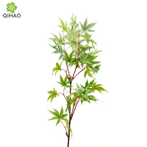 Qihao Artificial Maple Leaves Bright <b>Red</b> <b>Silk</b> Flower High Simulation Home Decor - Product Image 5