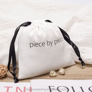 High Quality Recyclable Twill <b>Drawstring</b> Cosmetic Storage <b>Bags</b> Small Cotton Pouch for Rings Earrings - Product Image 6