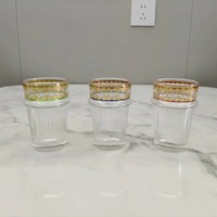 Vente en gros de 12 pièces par paquet, boîte cadeau de luxe, impression de décalcomanies colorées, design miniature, 120 ml, tasse à café/thé marocaine arabe en verre, gobelet