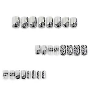 24 piezas estampado <span class=keywords><strong>de</strong></span> leopardo gris <span class=keywords><strong>de</strong></span> gama alta tipo cuadrado corto arte acrílico prensa en las <span class=keywords><strong>uñas</strong></span> artificiales <span class=keywords><strong>uñas</strong></span> postizas 3582 - Product Image 2