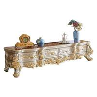 Ensemble table basse et meuble TV de style européen Weimusen, luxe haut de gamme pour villas, grands salons, table à thé longue en bois massif sculpté