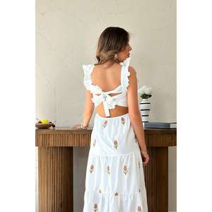 Vestido de Novia al por Mayor Naranja sin Mangas con Volantes - Product Image 1