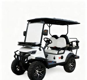 Hochwertiger Weißer Geländegängiger Elektro-Golfwagen 4 Sitze Sonnenschutz Stauraum Batterie 30km/<span class=keywords><strong>h</strong></span> Geschwindigkeit 90km Reichweite Sightseeing-Fahrzeug aus Aluminium - Product Image 1