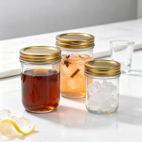 Vente en gros de pots en verre transparent de 120 ml, 500 ml, 1000 ml avec couvercle en aluminium, fermeture hermétique durable, qualité alimentaire, pour le stockage du miel, de la confiture, des épices