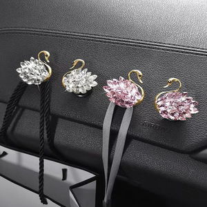 Swan <b>Car</b> Seat Back <b>Hooks</b> Crystal Decor Storage Organizer For Rear Seat Headrest - Product Image 1